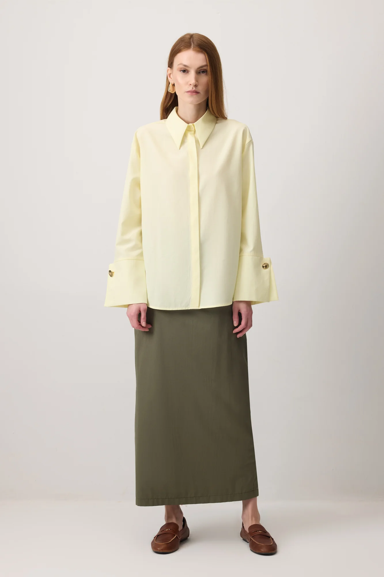 WIDE CUFF CROP POPLIN SHIRT